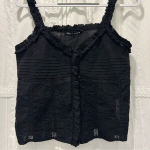 Zara Black Ruffle Top